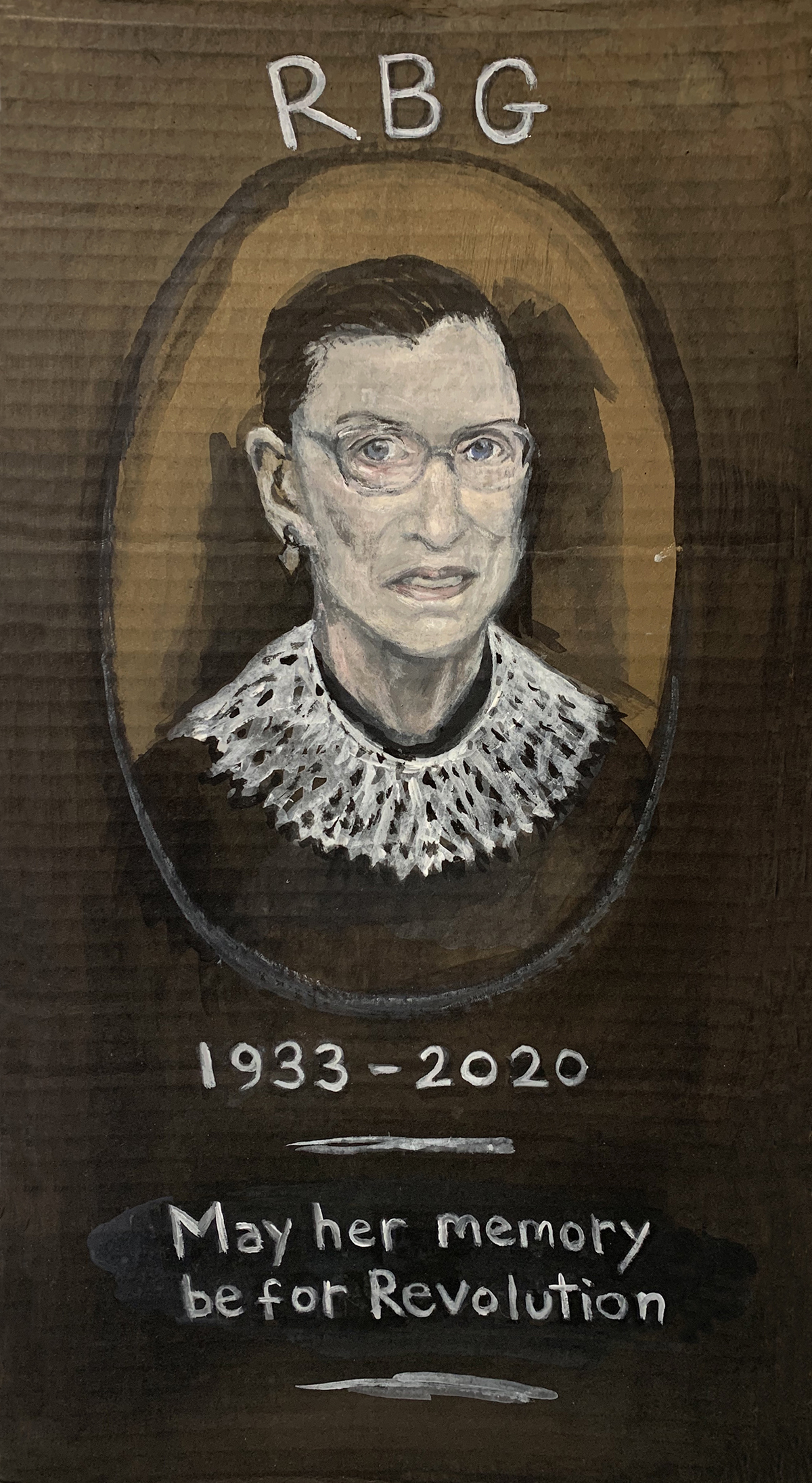 2 RBG 2020 acrylic gouache and sumi-e ink on post-consumer waste 20.5 x10.25 in